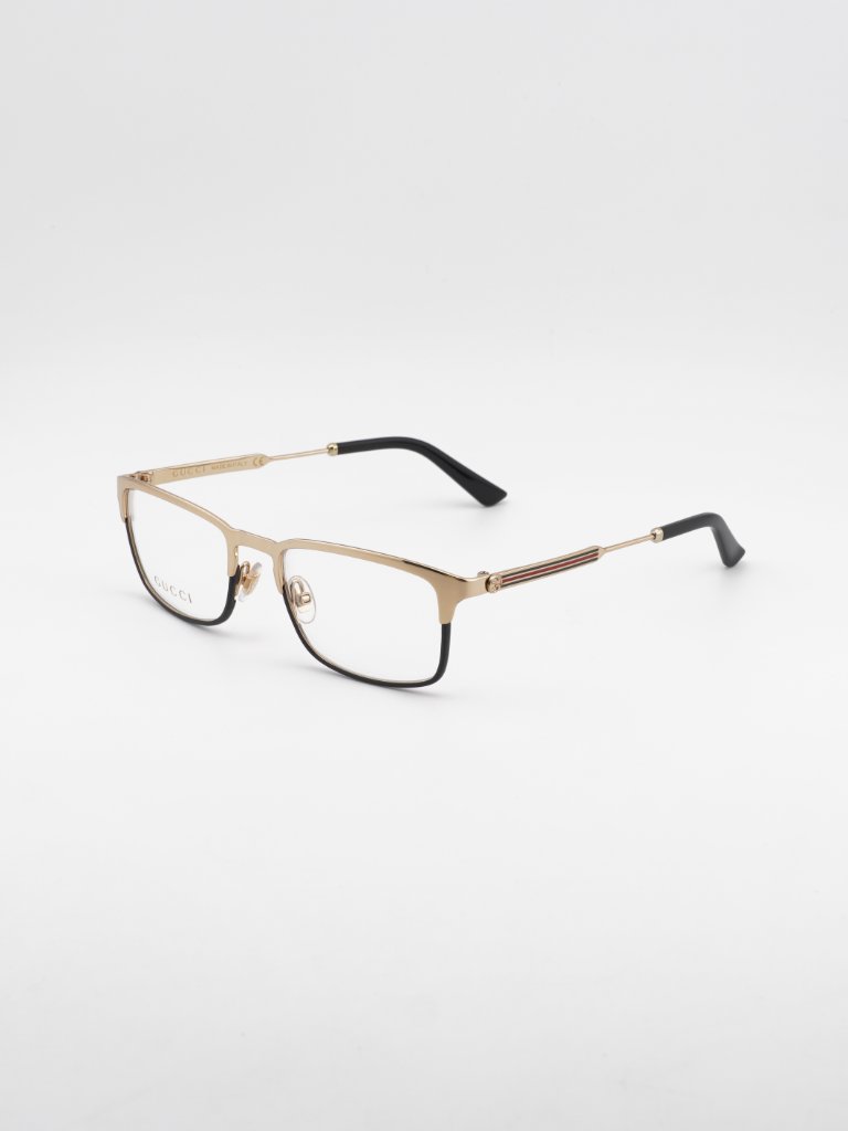 Gucci Gg0135o 001 Eyeglasses Gold / Black 52mm Rectangle Frame
